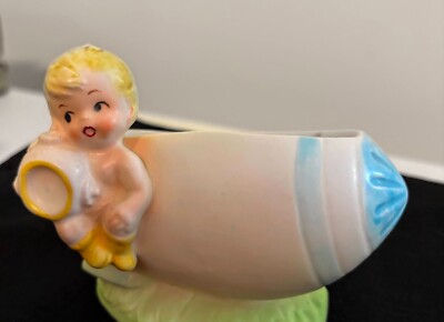 E-1206 Baby and Rocket Ceramic Planter made in 1963, by INARCO, Cleveland Ohio
