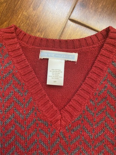 LN Janie Jack Boys 2pc Holiday Christmas Vest Dress Pants Red Grey set 4 4T 5T - Picture 4 of 7
