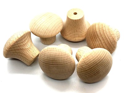 BUCHENHOLZKNÖPFE 32mm geriffelt Rüttelholz Schranktür Schrank Schubladenknopf (9)