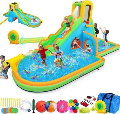 9 IN 1 Bounce House Blow up Water Slide Castle w/Climbing Wall ,Exciting Gift 