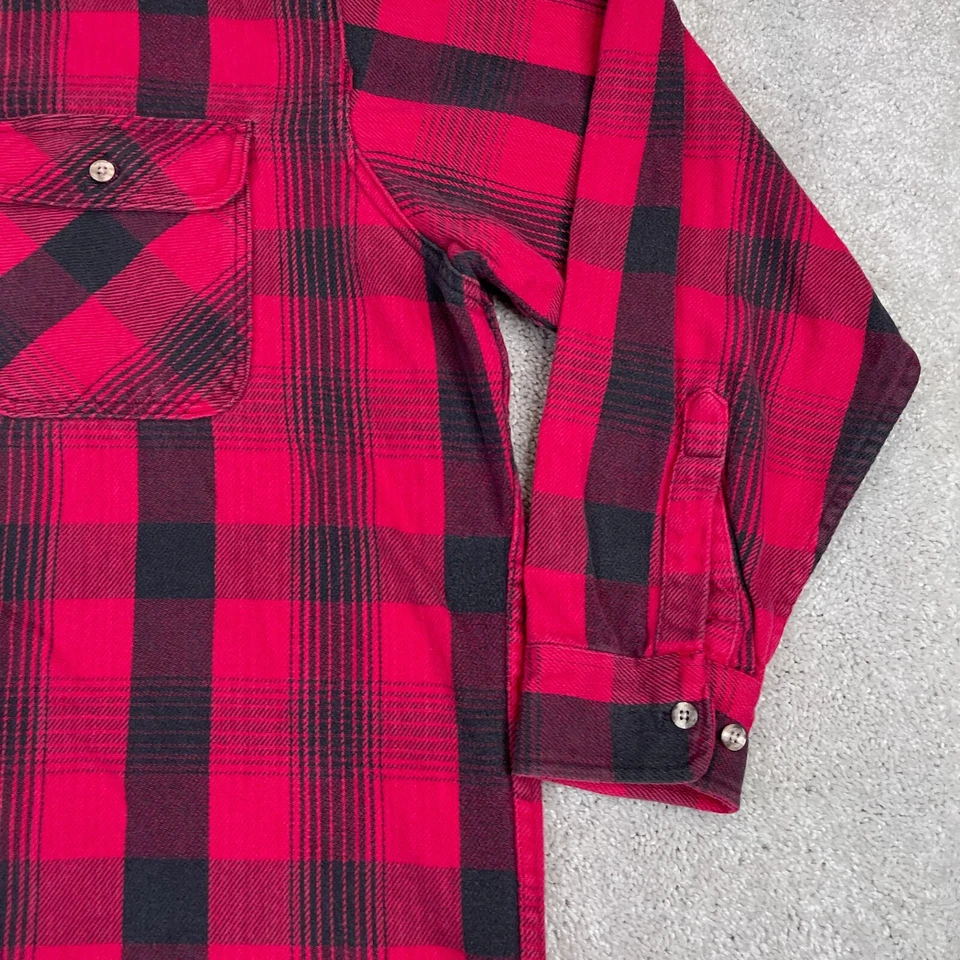 VINTAGE Fieldmaster Shirt Mens 2XL Tall Red Black Plaid Heavy Cotton Workwear - Image 3 of 4