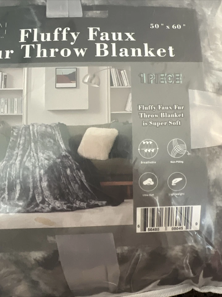 Роскошный искусственного меха плед супер мягкий легкий диван диван 50 x 60 новый серый - Изображение 3 из 4