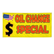 Vinyl Banner Multiple Sizes Oil Change Special Red Yellow Business Outdoor