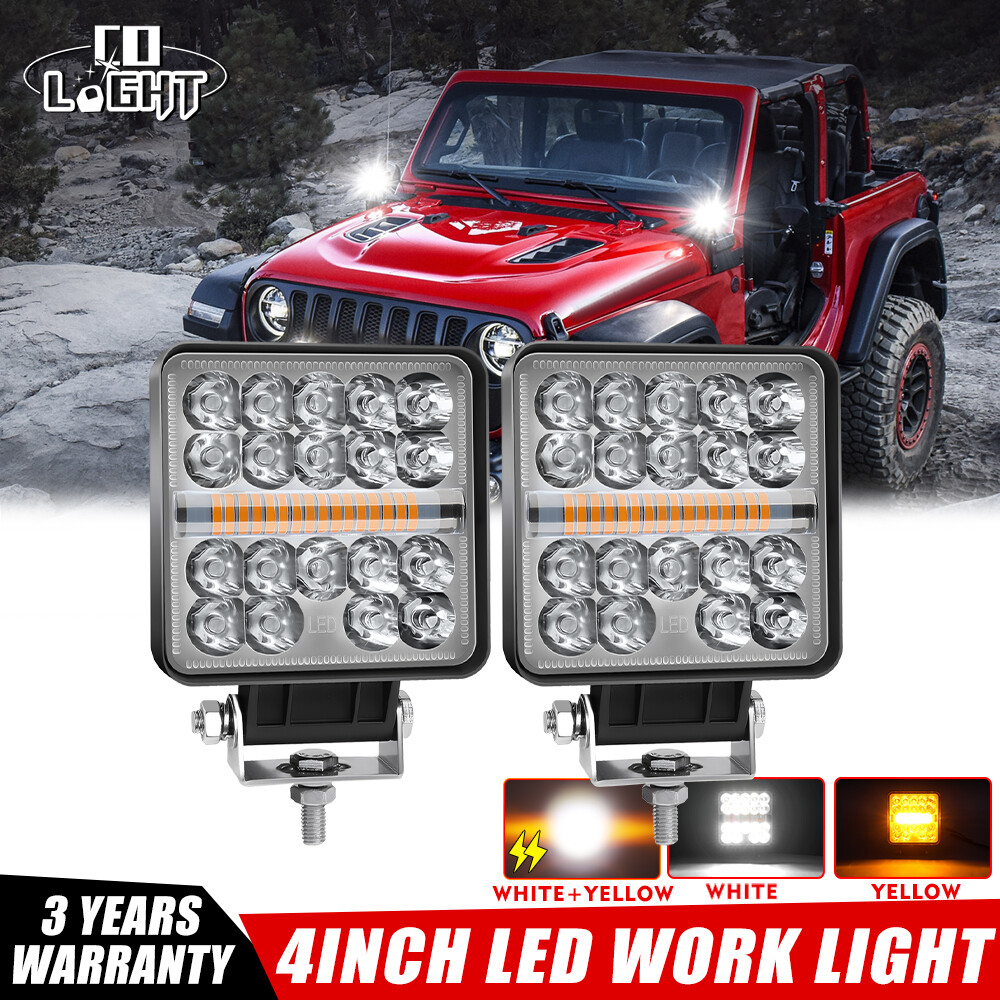 4inch LED Work Light Pods Spot Flood Offroad Driving Fog Lamp White/Amber Strobe
