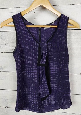 Halogen Blouse Womens Small 100% Silk Zipper Layering Work Office Career