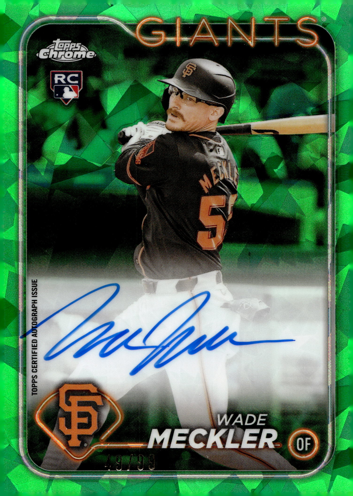 2024 Topps Chrome Sapphire WADE MECKLER Green Refractor Auto RC #/99