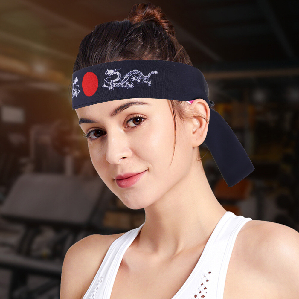 2 Pcs Bushido Headband Sushi Chef Bandana Tie Black Hat Yoga Headbands