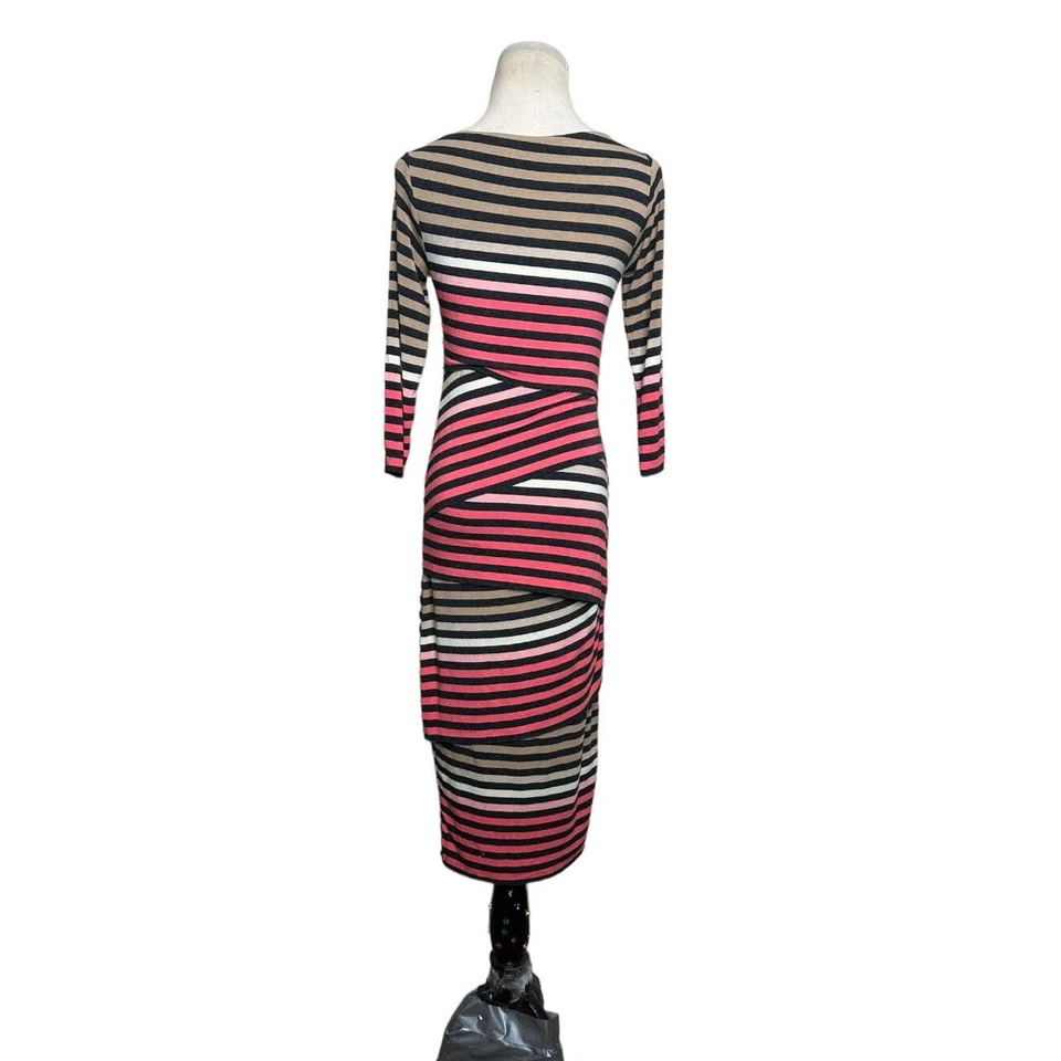 Bailey/44 Gray pink white beige Striped Knit Column Midi Dress Size S - Image 2 of 4