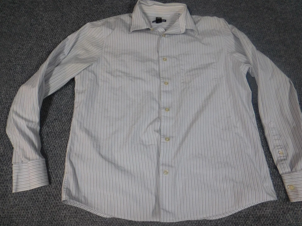 Club Monaco Mens Shirt Large blue striped button down - Image 2 of 4