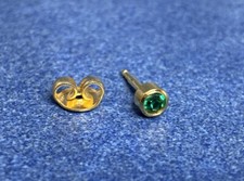Studex Gold Ear Piercing Earring Stud 4mm - Emerald Green May Birthstone Gem