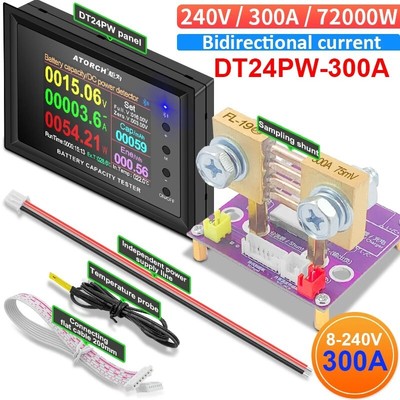240V 300A IPS DC Power Voltmeter Ammeter Battery Capacity Gauge Durable Tool