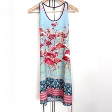 Anthropologie Dream Daily Flamingo Shift Dress Womens XS Resortwear Bird Beach