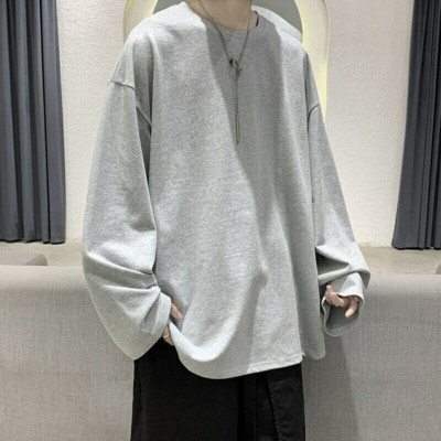 Loose Sweatshirts Men Solid Tee Streetwear  Korean Clothes Pullover Long Sleeve