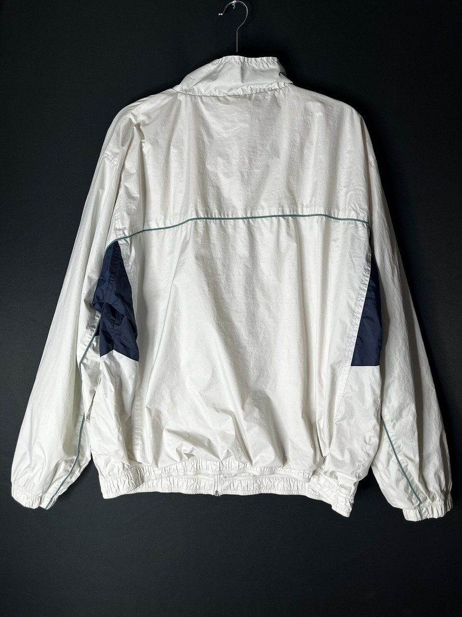Wilson Mens XL jacket white windbreaker 90s full zip green sports