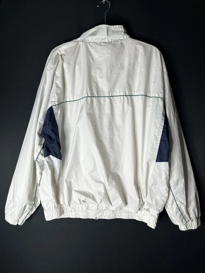 Wilson Hombre XL Chaqueta Blanco Cortavientos Años 90 Cremallera Completa Verde Deportes  Foto 2 de 4