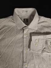PETER MILLAR MEN 15 1/2 R COTTON BLACK STRIPED BUTTON DRESS SHIRT COMFORT SUMMER