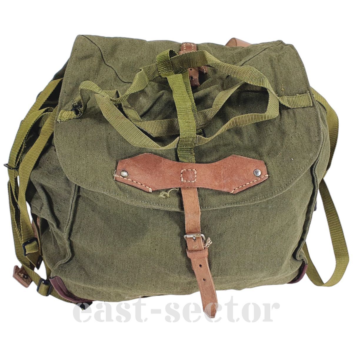 Vintage Military Backpack 30 Bushcraft Romanian Army Leather