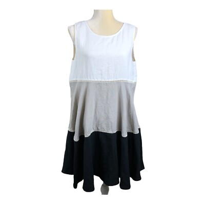 Imonni Melbourne Women's Linen Blend Dress Colorblock Tiered Sleeveless  Size 10 | eBay