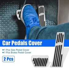 2pcs Gas Brake Pedal Cover Anti Slip Pedals for BMW 1 2 3 4 Series Silver Tone
