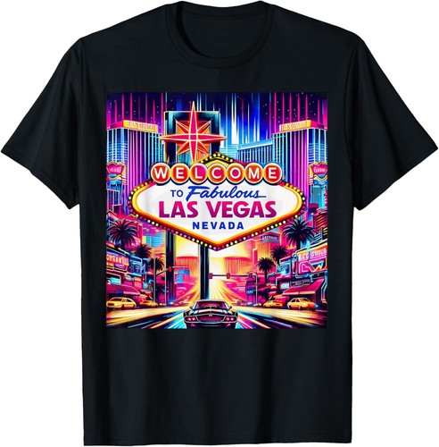 T-shirt Las Vegas Avec Strass - Noir, Taille S, Occasion En Très Bon état