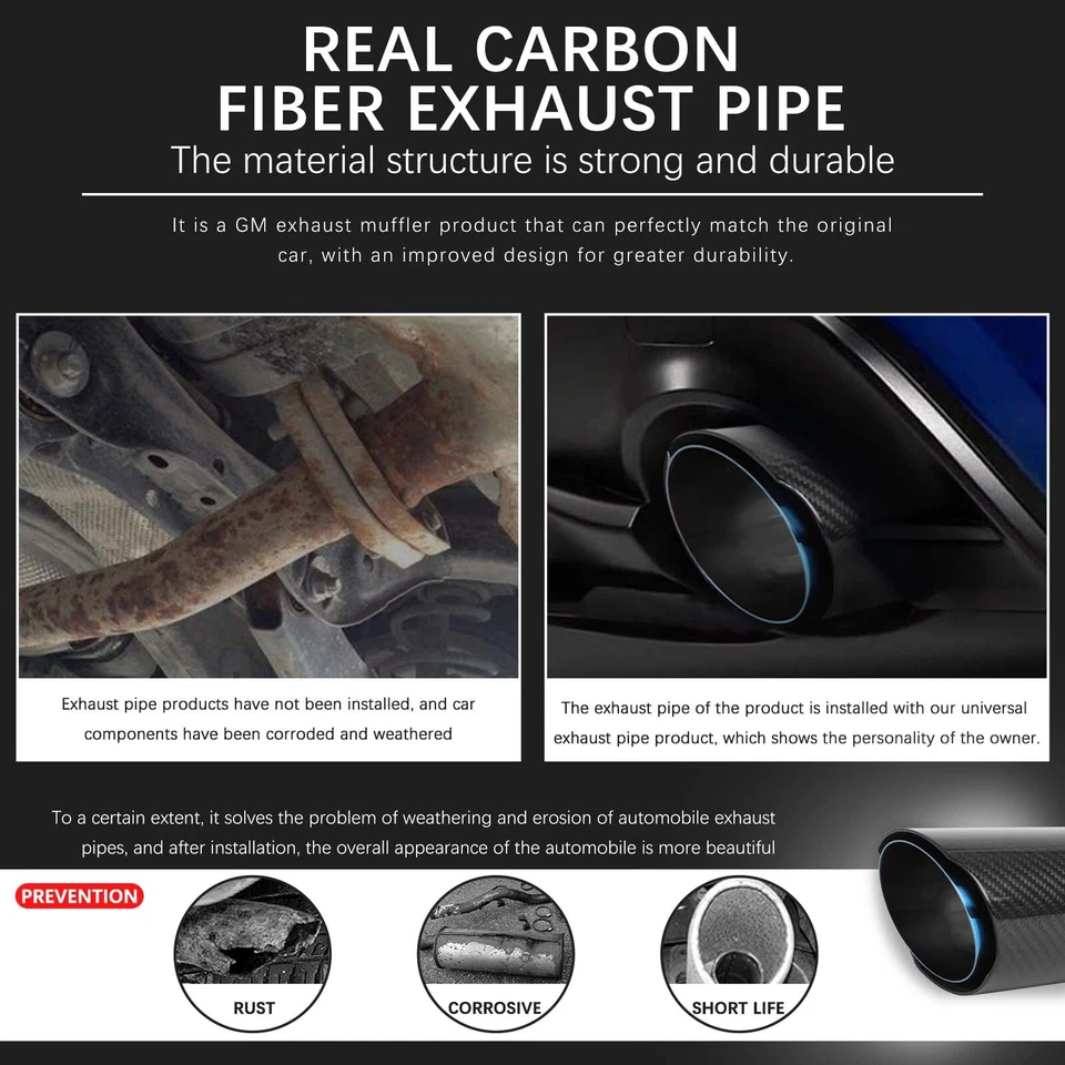 Puntas de escape de carbono tubo silenciador trasero 2,5" entrada 3,5 salida para Audi A6 1998-2016 Foto 4 de 4