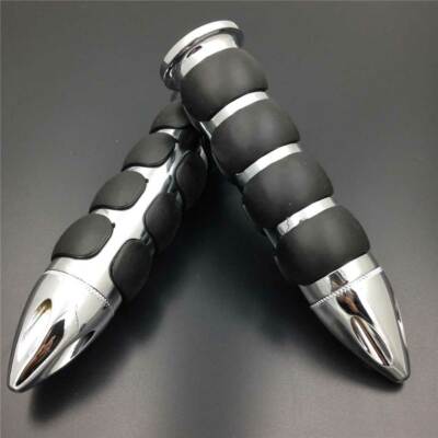 Chrome Rubber Warhead 1'' Hand Grips For Kawasaki Vulcan 1600 2000 Nomad Drifter
