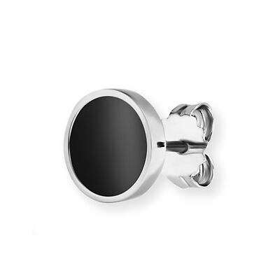 cai men Ohrstecker 925 Sterling Silber rhodiniert 1x Onxy schwarz 9mm Herren NEU