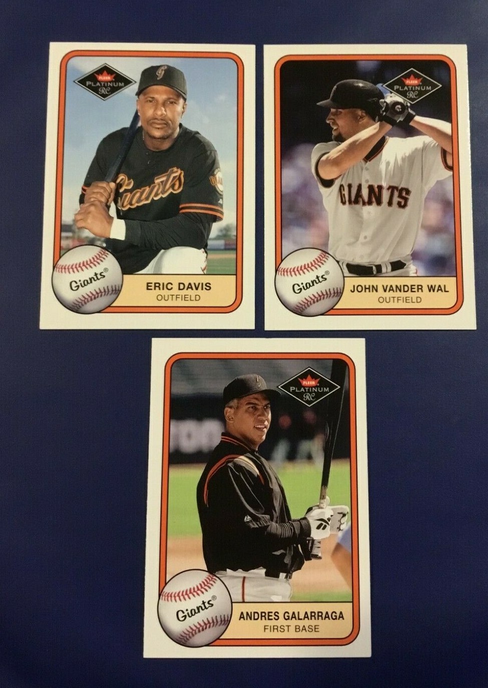2001 Fleer Platinum # 388 # 392 ERIC DAVIS & ANDRES GALARRAGA Lot Giants Nice !