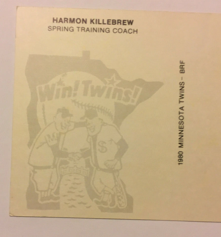 SIGNED POSTCARD HARMON KILLEBREW SPRING TRAINING COACH 1980 MINNESOTA TWINS MLB - Image 4 of 4