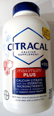 Citracal Maximum Plus 650mg Calcium Citrate +Vitamin D3 280 Caplets EXP 03/2027