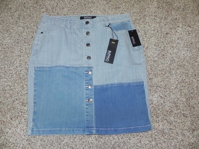 BUFFALO DAVID BITTON gray & white a-line skater mini... - Depop