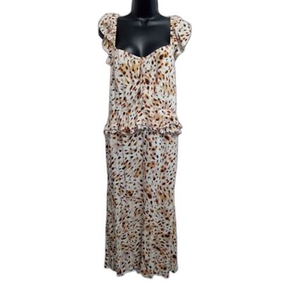 Sofia Vergara Dress XL Maxi Spotted Blousen Style Queen Anne Neckline  Travel