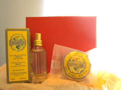 L'OCCITANE MIMOSA EAU DE TOILETTE +SOAP .68 oz/20 Ml TRAVEL SIZE