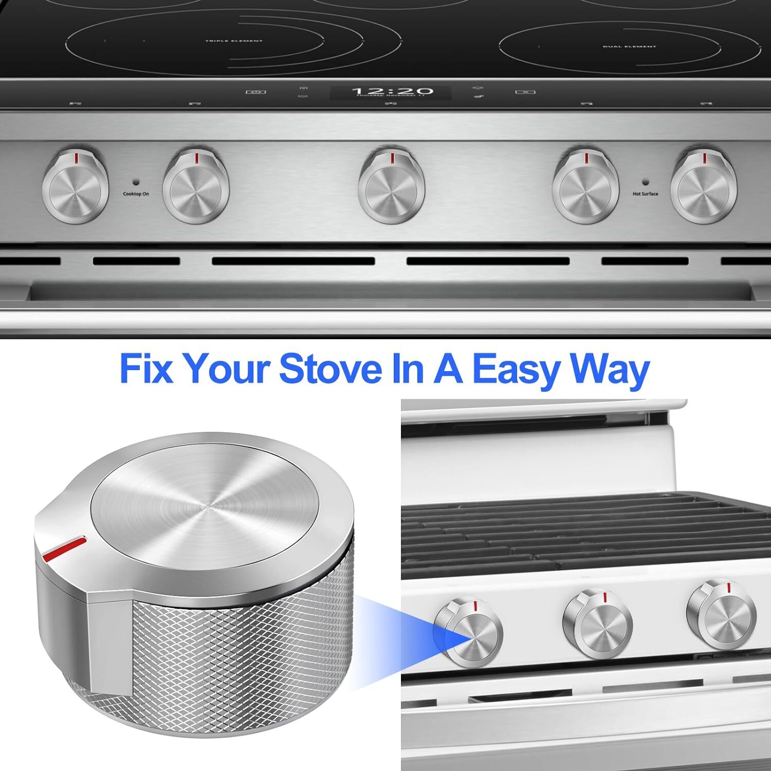 New 2pcs W11156487 OEM KitchenAid Range Knob W10823529 For Whirlpool