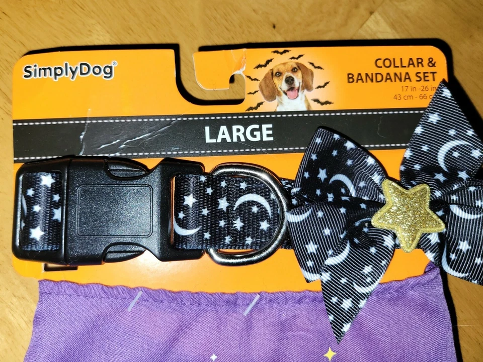 SIMPLY DOG HALLOWEEN Perro Cachorro Collar Bandana Bruja y Famoso Conjunto Talla L Foto 2 de 3