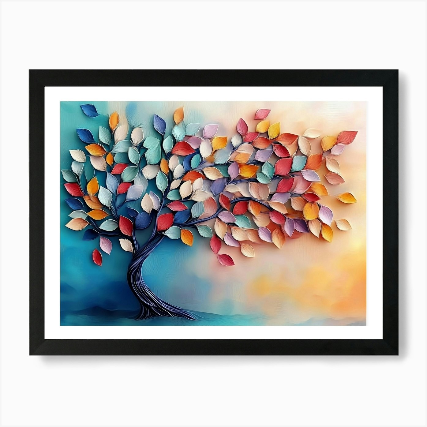 Vibrant Leafy Tree Framed Wall Art Canvas Print