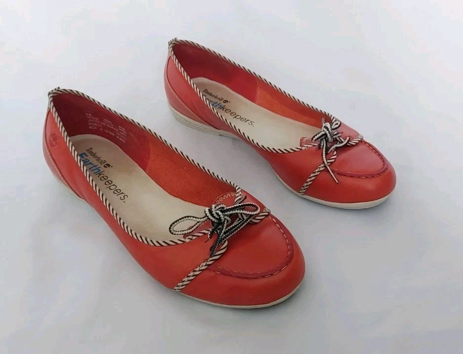SCARPE BASSE DÉCOLLETÉ TIMBERLAND EARTHKEEPERS IN PELLE ROSSO ARANCIONE US9 UK7 OMAGGIO P&P!!