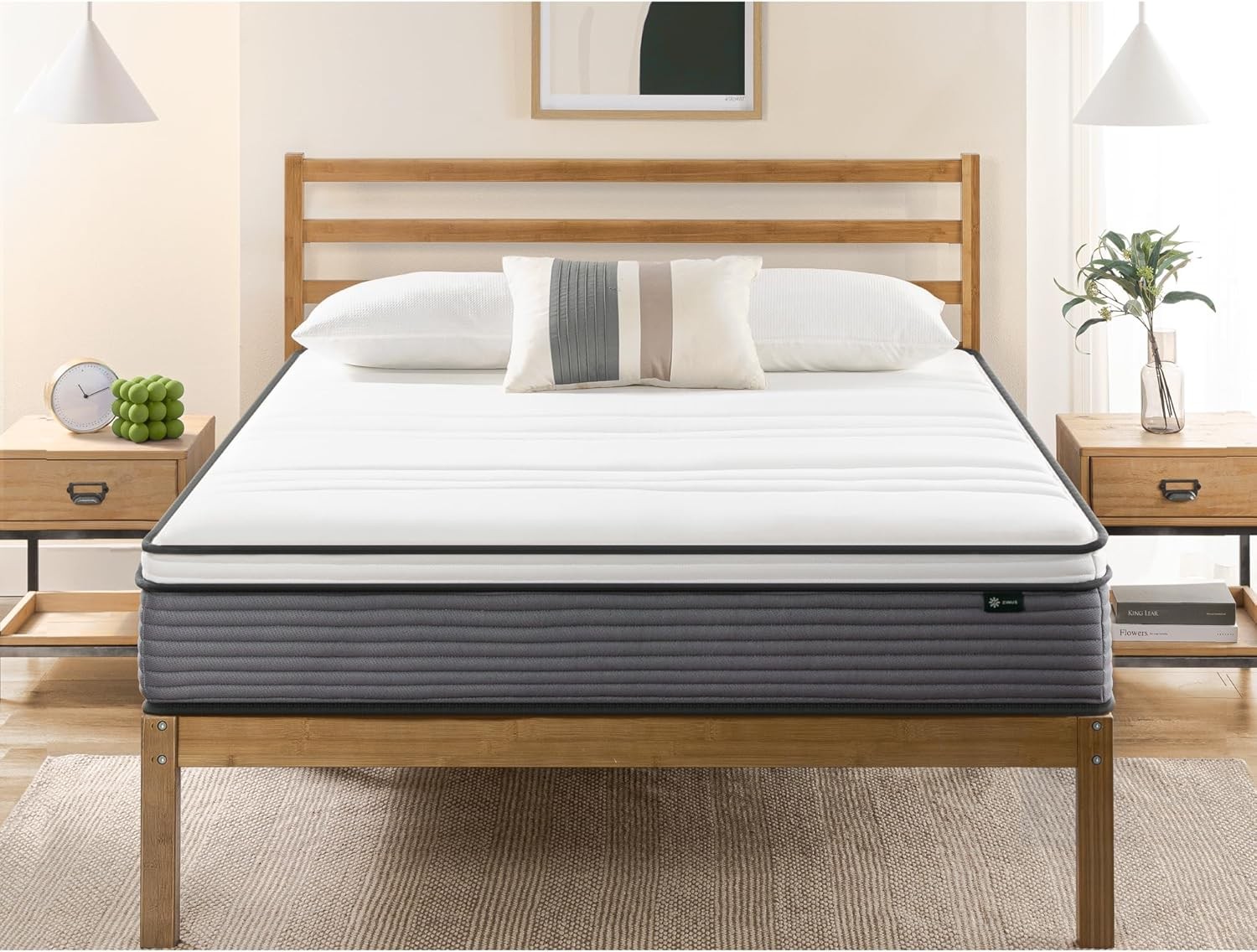 ZINUS 10 Inch True Support Hybrid Mattress [New Version], Queen, White