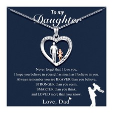 Daughter Necklace from Dad Daddy Father Valentines Birthday Gifts for Kids Girls