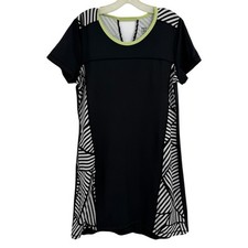 Title Nine Dress Size Large Women Black White Stripe Overdrive Gidget Athletic