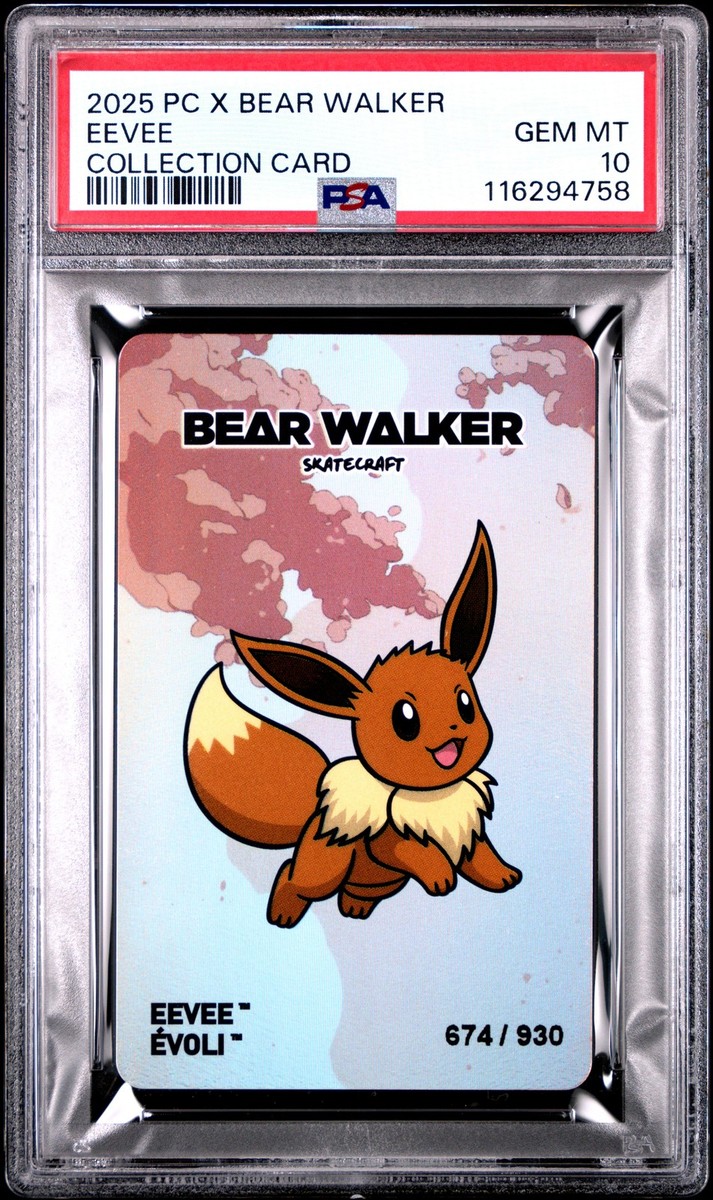 2025 POKEMON CENTER X BEAR WALKER COLL CARDS EEVEE 674/930 PSA 10