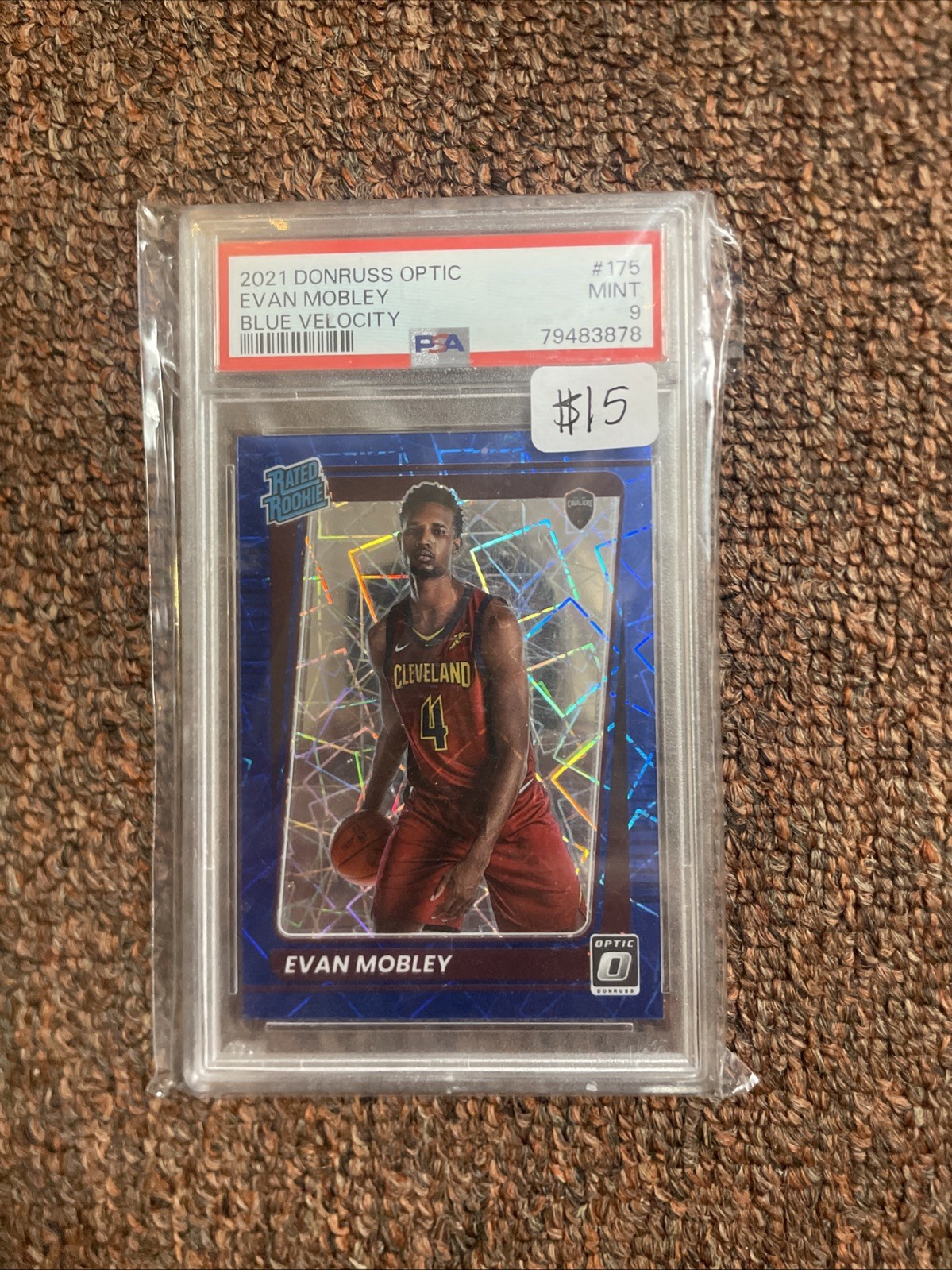 2021 Panini Donruss Optic Evan Mobley #175 Blue Velocity Rated Rookie PSA 9