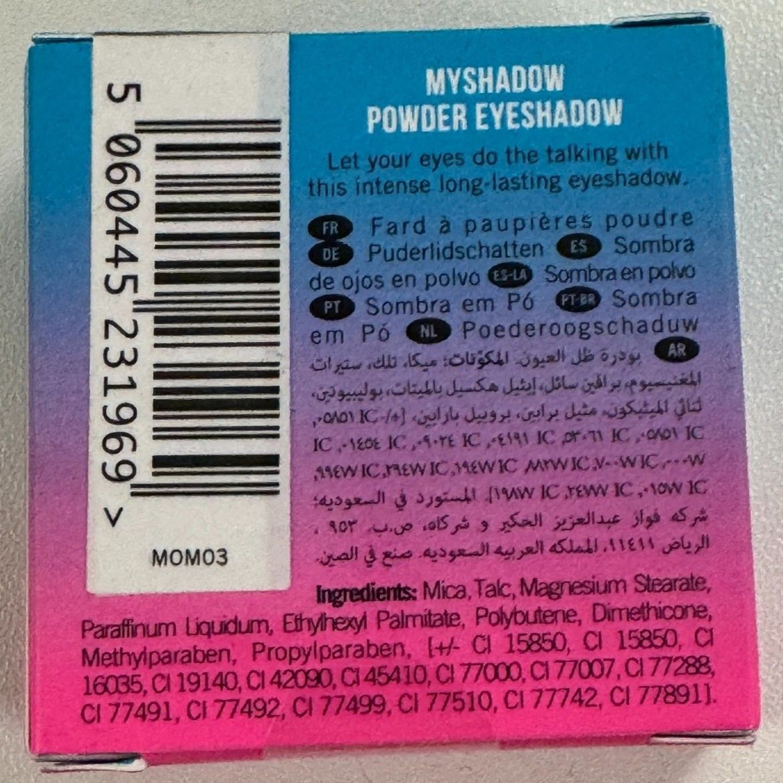 Models Own Myshadow Powder Eye Shadow Intense Color Black Out Matte 03 .07oz