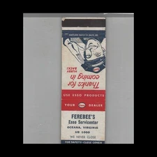 Matchbook Cover - Esso Gas Station Ferebee's Oceana VA