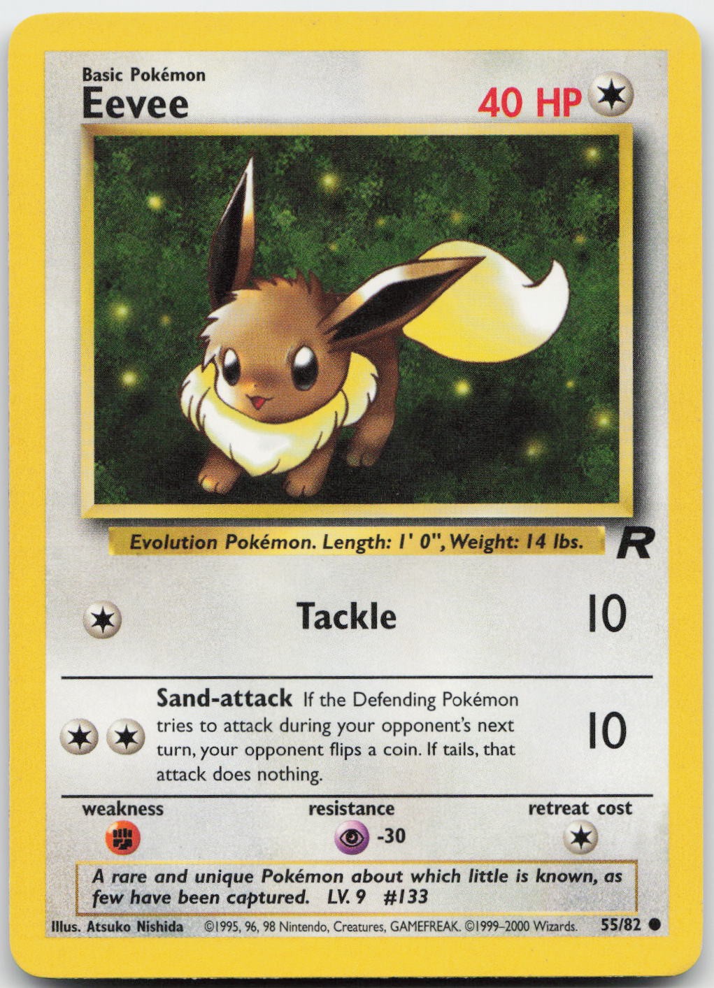 Eevee 55/82 Common Team Rocket Pokemon Unlimited Lightly Played