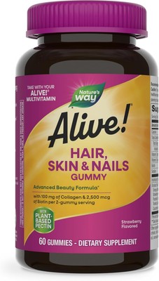 Nature's Way Alive! Hair, Skin & Nails Gummies, Advanced Beauty Formula*, with B