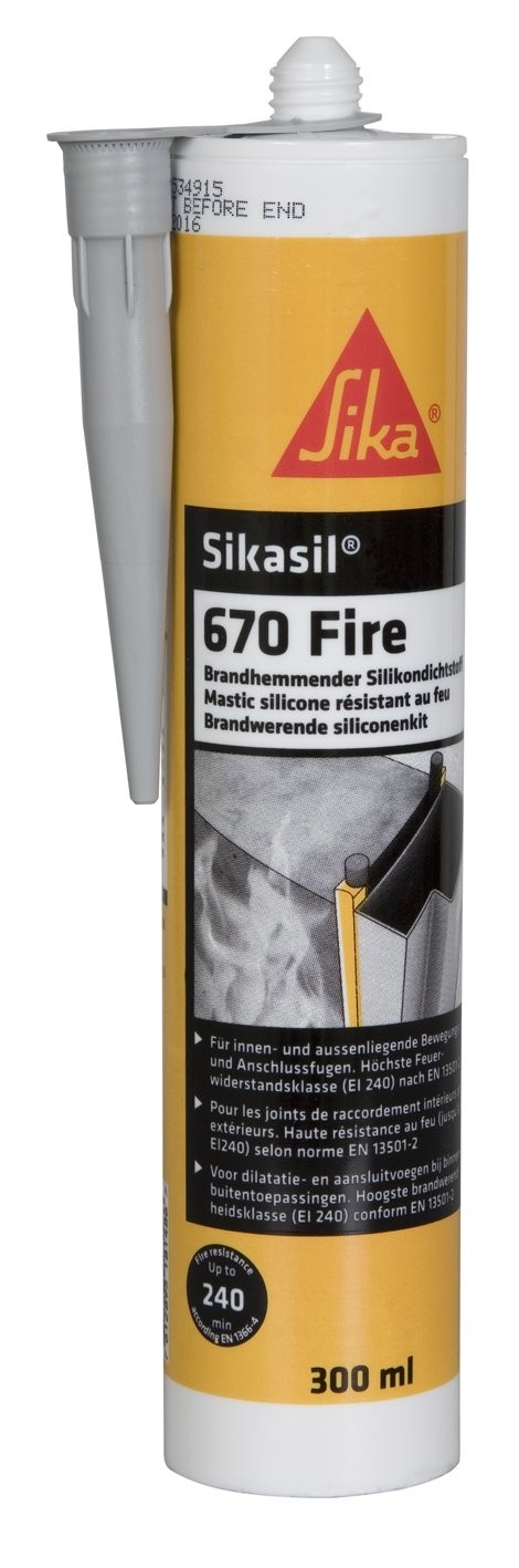 Mastic silicone résistant au feu joint dilatation coupe-feu 4h gris 670