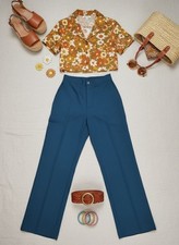 Vintage Levi Strauss 70s Teal Polyester Pants 10