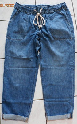 NWT J. Crew Denim Drawstring jeans East Harbor Wash Blue Ankle Relaxed 33  H587