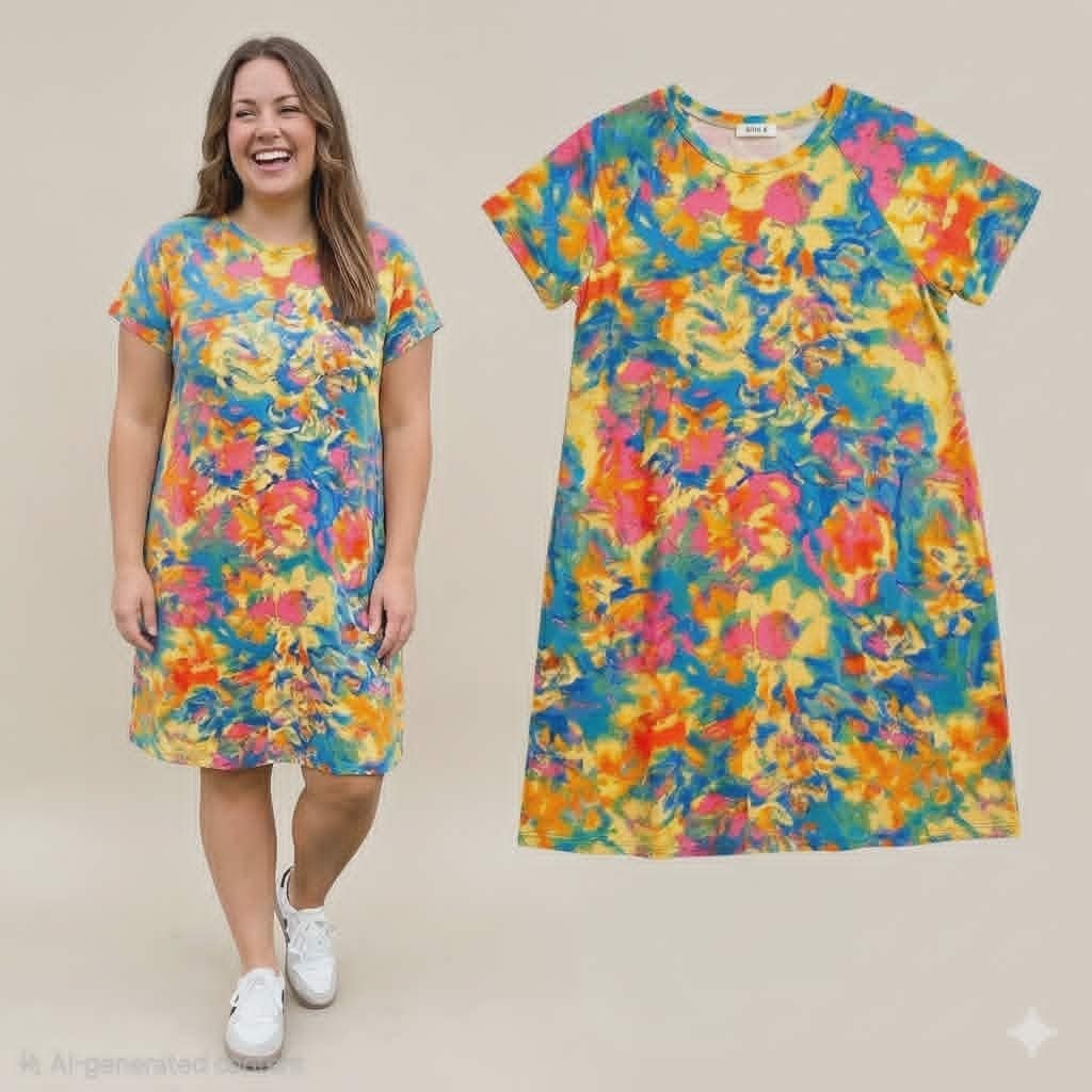 LULAROE  - Celia Raglan A-Line Dress - NWT - Floral Watercolor - Women's Size L